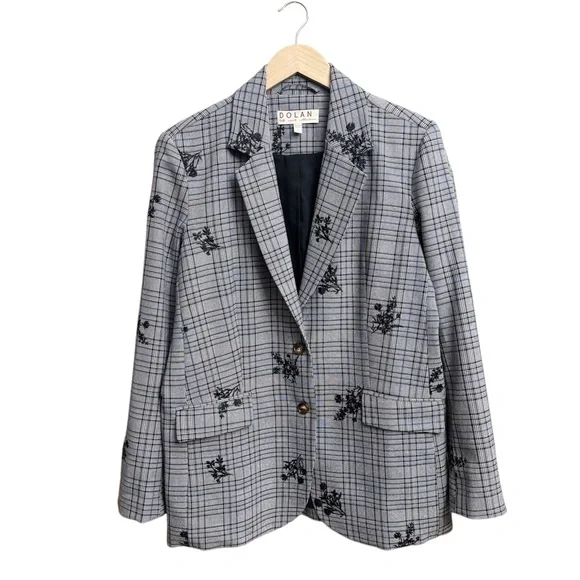 Anthropologie Dolan Plaid Embroidered Blazer - Picture 2 of 6